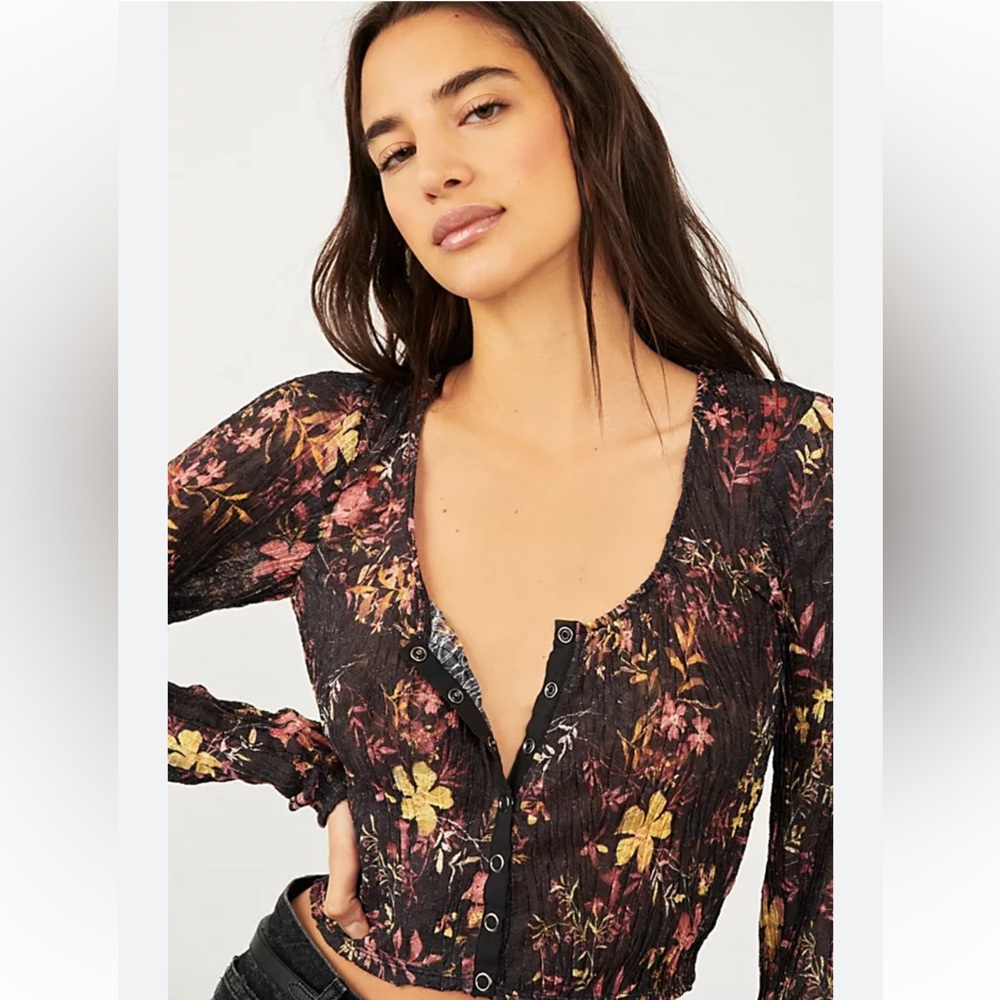 NWT Free People Women's Angelina Cropped Top Dark Combo